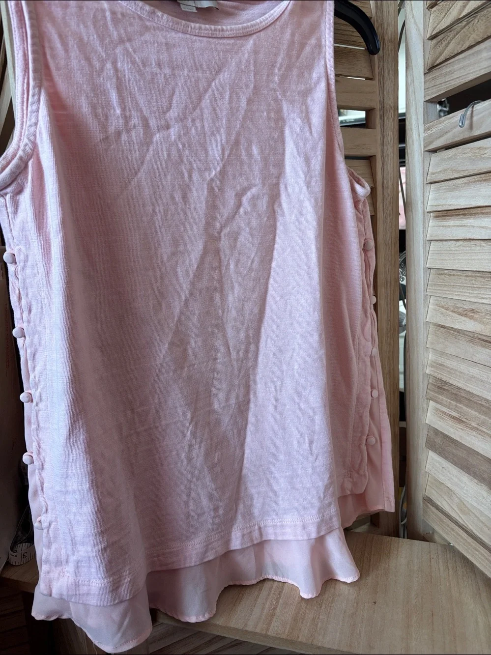 LOFT Light Pink Layered Button-Side Tank Medium